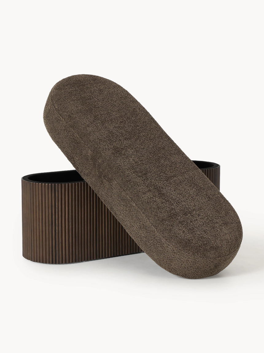 Mantar Elips Sandık Puf Koyu Kahve Teddy Koyu Dışbudak