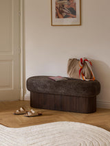 Mantar Elips Sandık Puf Koyu Kahve Teddy Koyu Dışbudak