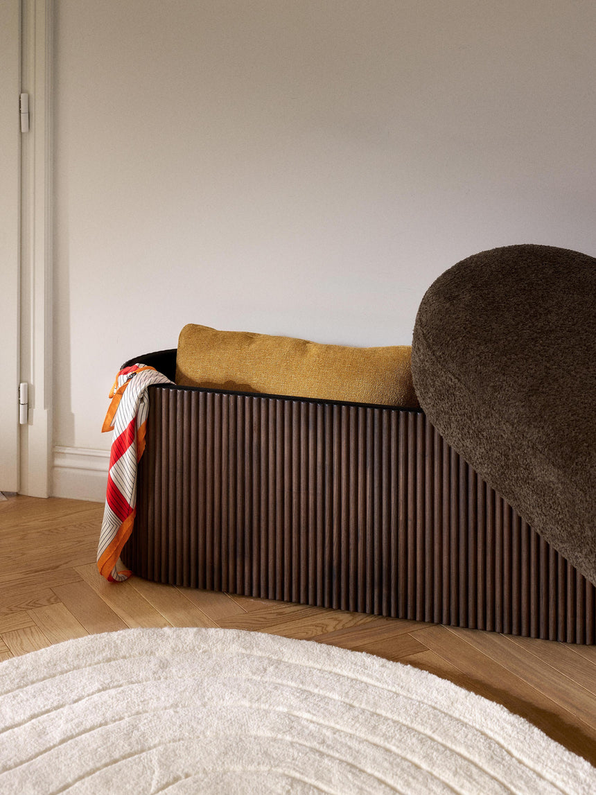 Mantar Elips Sandık Puf Koyu Kahve Teddy Koyu Dışbudak