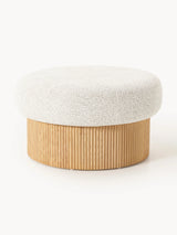 Mantar Large Silindir Sandık Puf Kırık Beyaz Teddy Açık Dışbudak