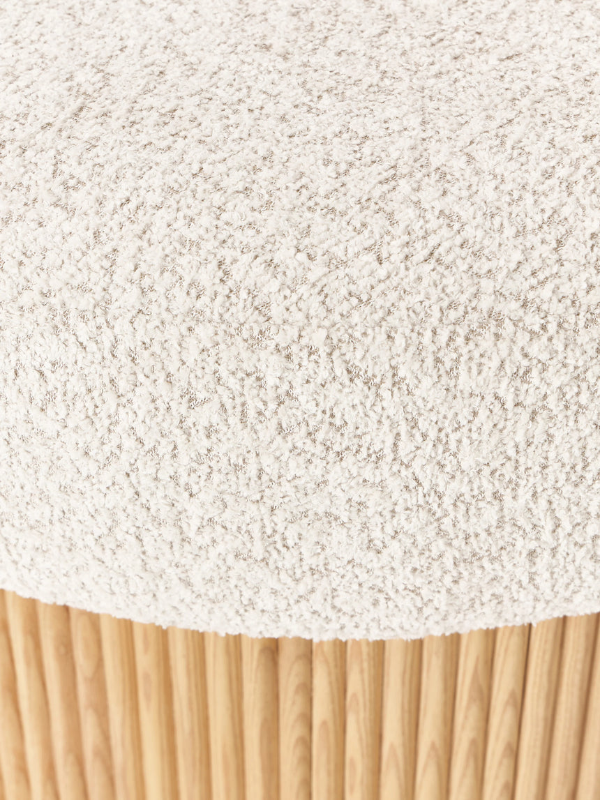 Mantar Large Silindir Sandık Puf Kırık Beyaz Teddy Açık Dışbudak