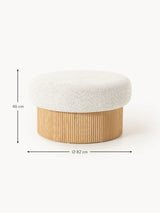 Mantar Large Silindir Sandık Puf Kırık Beyaz Teddy Açık Dışbudak