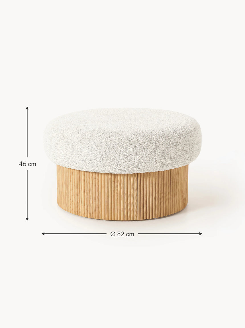 Mantar Large Silindir Sandık Puf Kırık Beyaz Teddy Açık Dışbudak