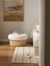 Mantar Large Silindir Sandık Puf Kırık Beyaz Teddy Açık Dışbudak