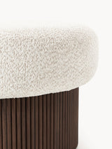 Mantar Large Silindir Sandık Puf Kırık Beyaz Teddy Koyu Dışbudak