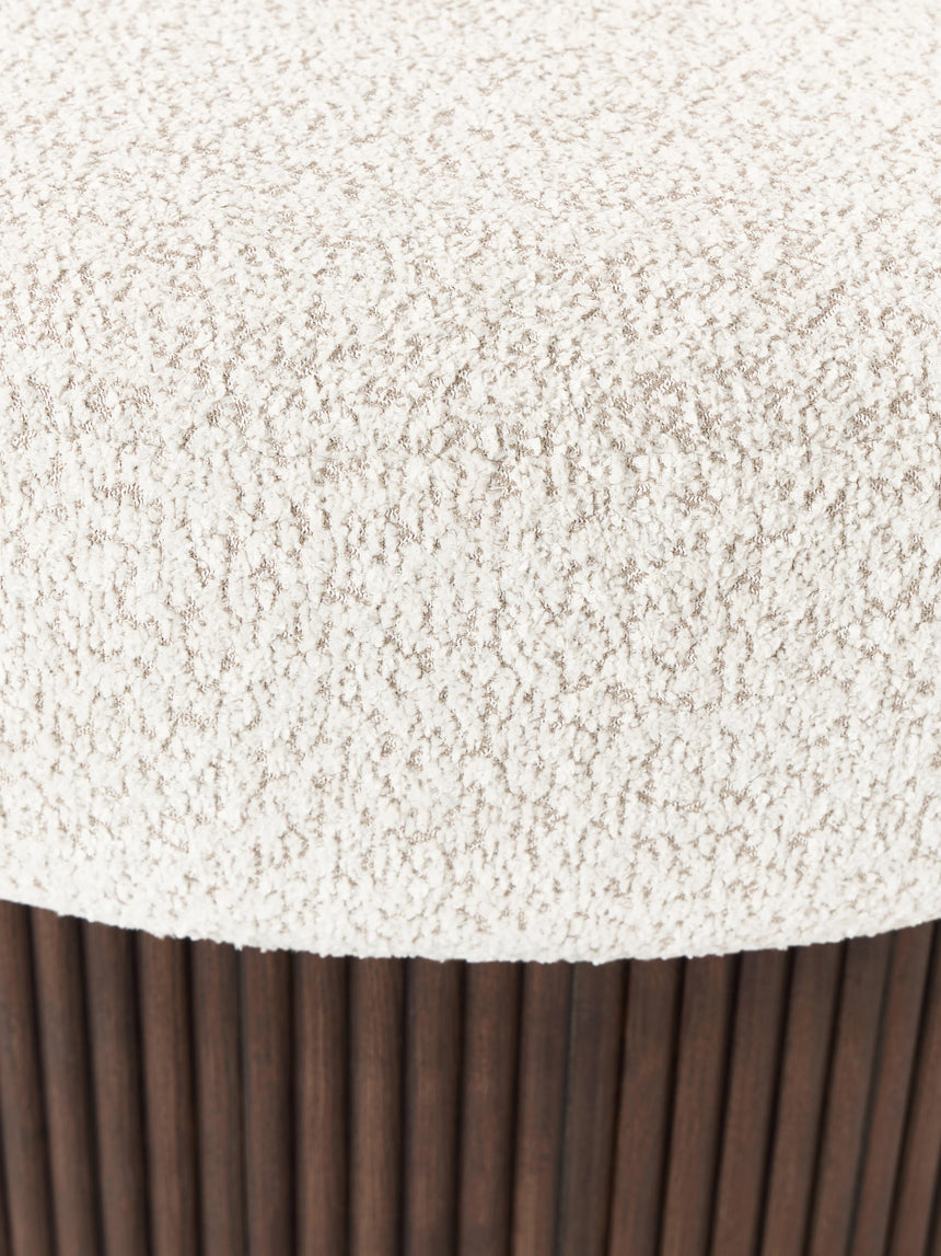 Mantar Large Silindir Sandık Puf Kırık Beyaz Teddy Koyu Dışbudak