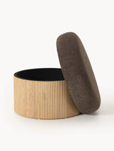 Mantar Large Silindir Sandık Puf Koyu Kahve Teddy Açık Dışbudak