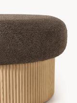 Mantar Large Silindir Sandık Puf Koyu Kahve Teddy Açık Dışbudak