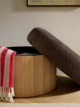 Mantar Large Silindir Sandık Puf Koyu Kahve Teddy Açık Dışbudak