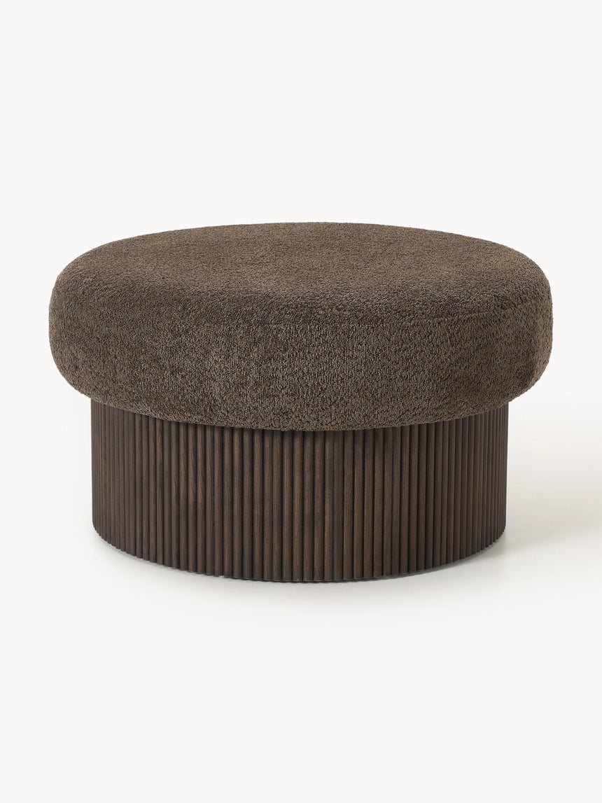 Mantar Large Silindir Sandık Puf Koyu Kahve Teddy Koyu Dışbudak