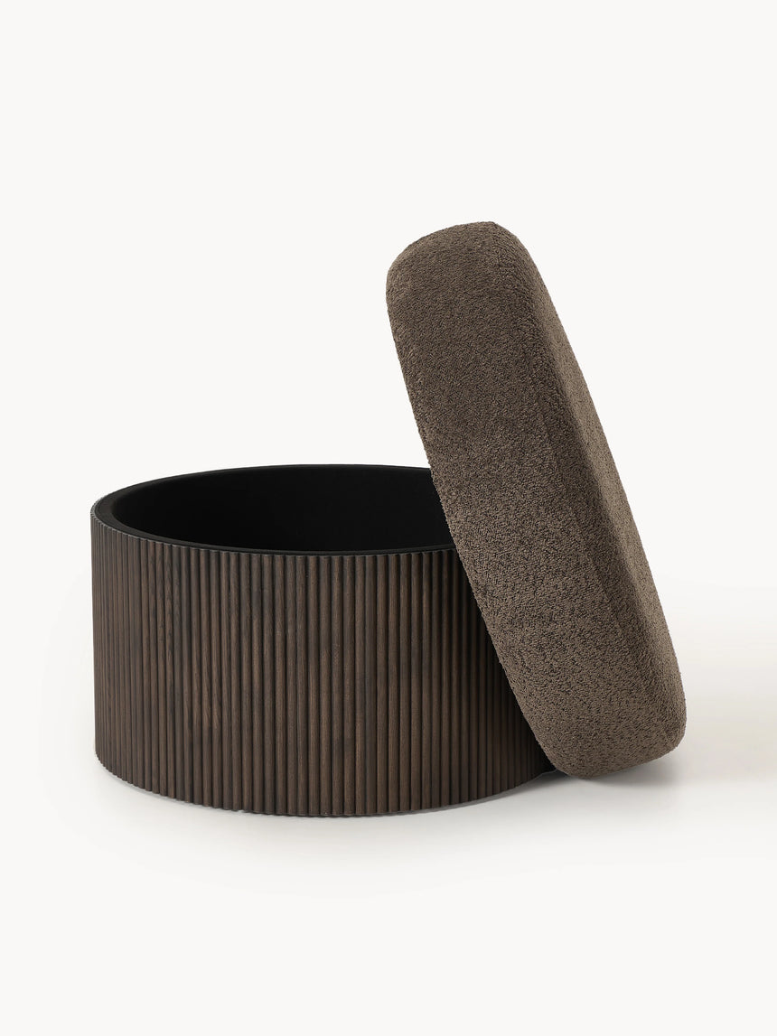 Mantar Large Silindir Sandık Puf Koyu Kahve Teddy Koyu Dışbudak