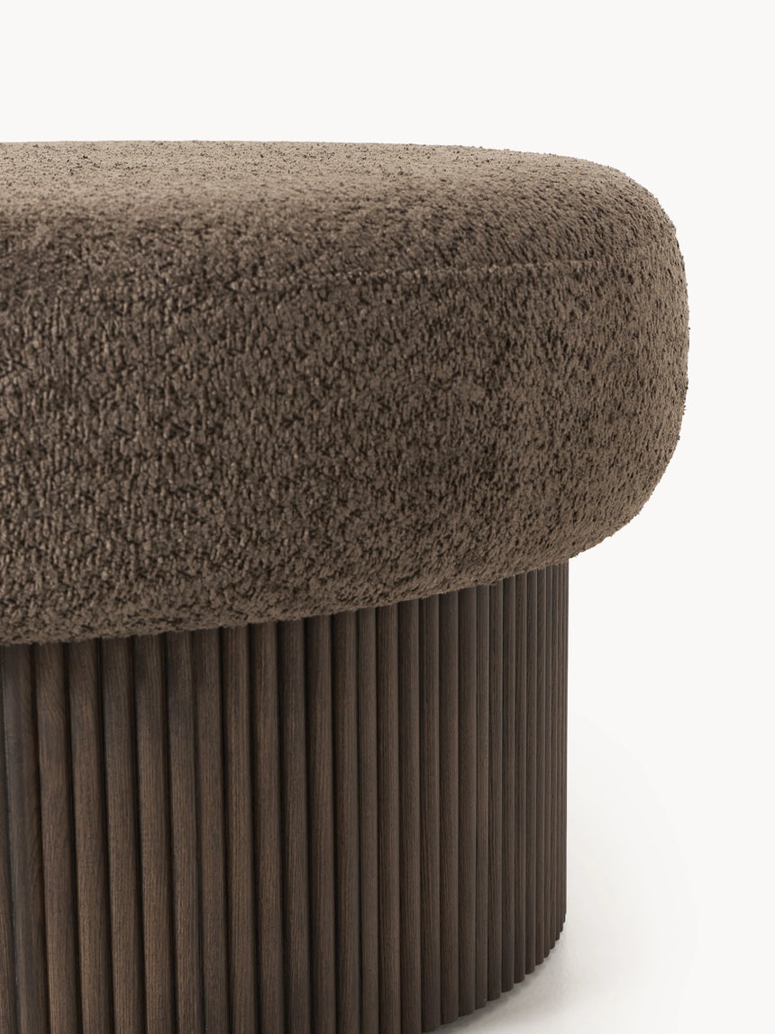 Mantar Large Silindir Sandık Puf Koyu Kahve Teddy Koyu Dışbudak