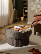 Mantar Large Silindir Sandık Puf Koyu Kahve Teddy Koyu Dışbudak