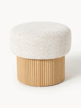 Mantar Silindir Sandık Puf Kırık Beyaz Teddy Açık Dışbudak