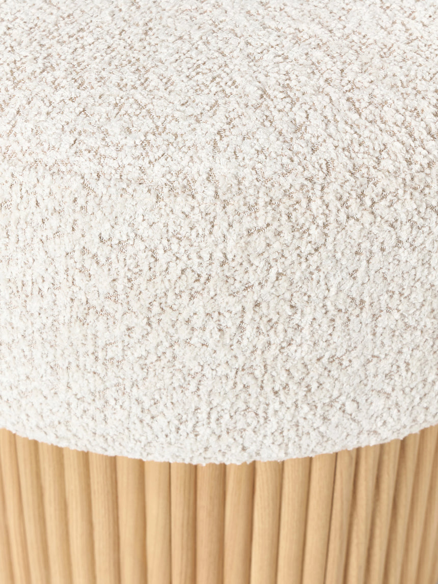 Mantar Silindir Sandık Puf Kırık Beyaz Teddy Açık Dışbudak