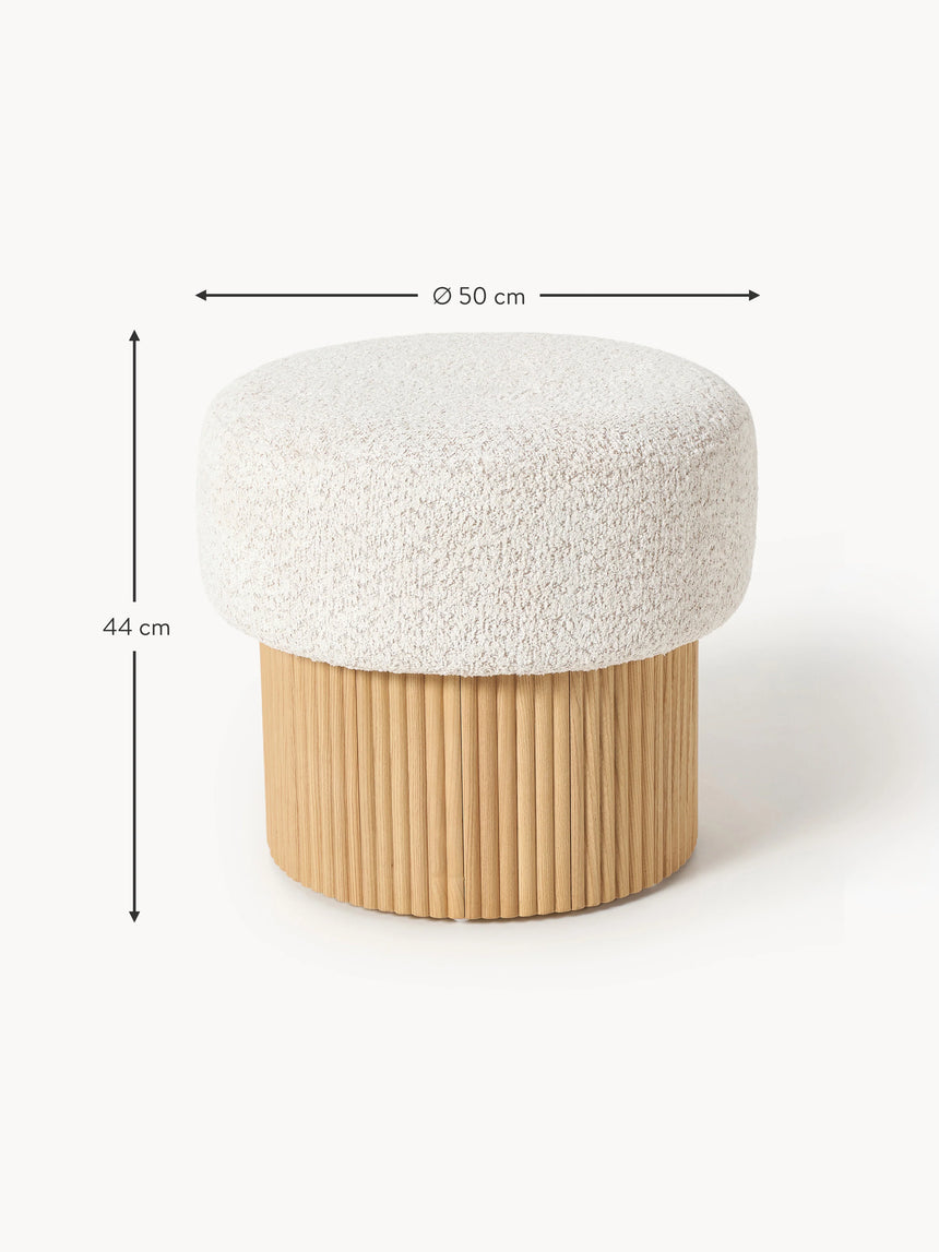 Mantar Silindir Sandık Puf Kırık Beyaz Teddy Açık Dışbudak