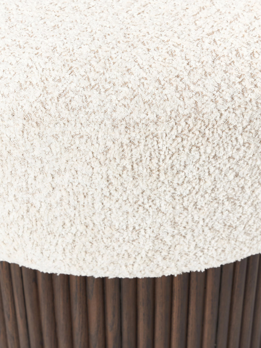 Mantar Silindir Sandık Puf Kırık Beyaz Teddy Koyu Dışbudak