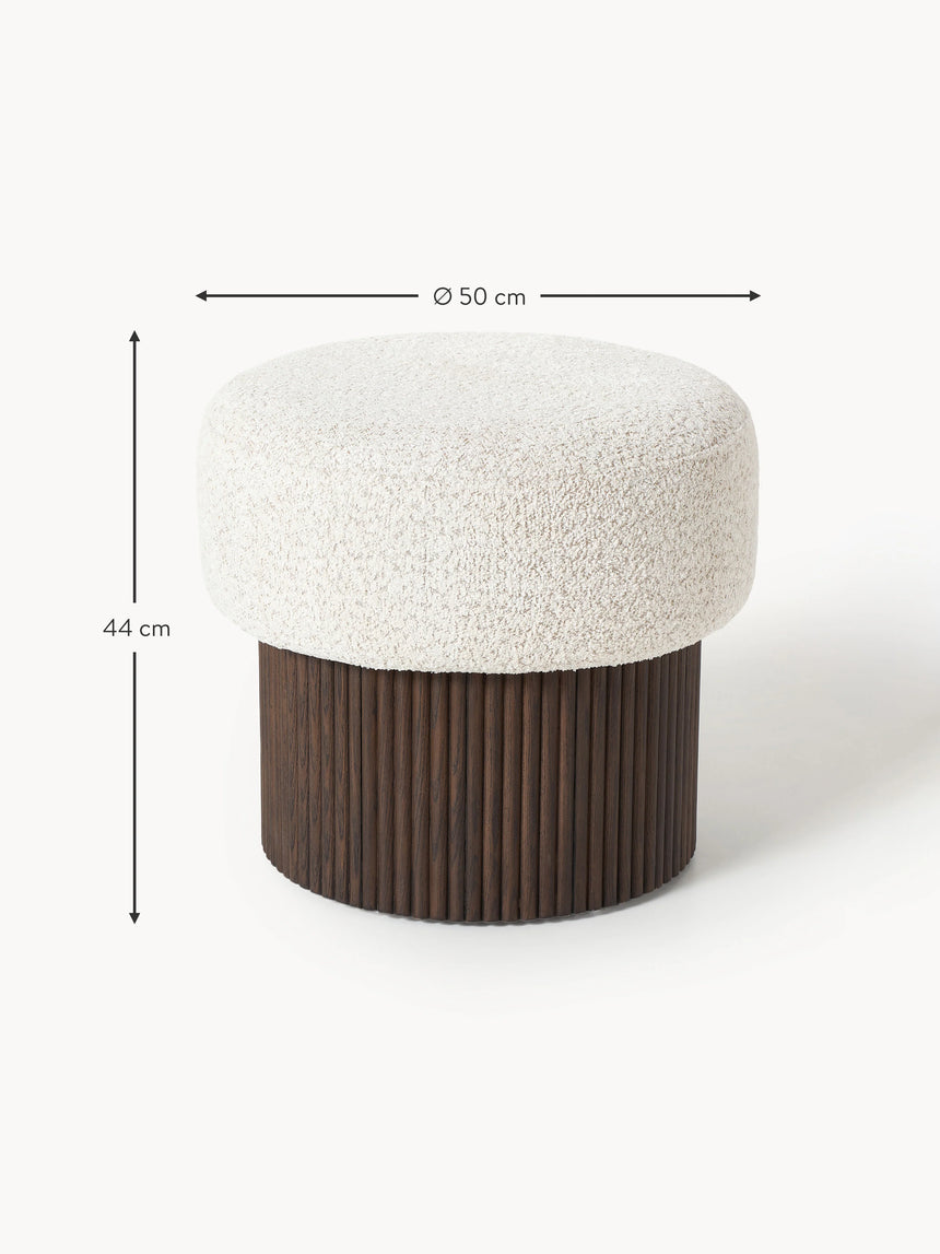 Mantar Silindir Sandık Puf Kırık Beyaz Teddy Koyu Dışbudak