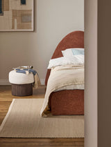 Mantar Silindir Sandık Puf Kırık Beyaz Teddy Koyu Dışbudak