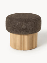 Mantar Silindir Sandık Puf Koyu Kahve Teddy Açık Dışbudak