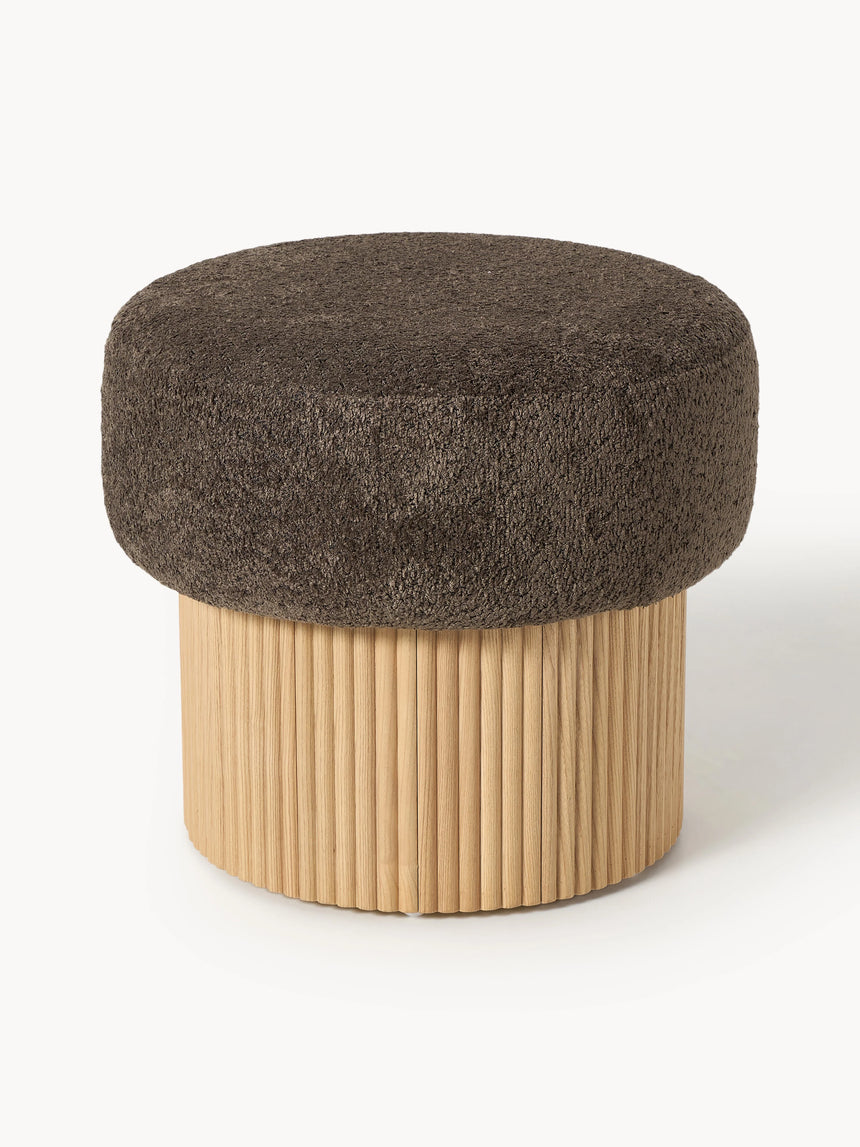 Mantar Silindir Sandık Puf Koyu Kahve Teddy Açık Dışbudak