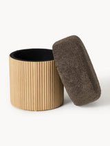 Mantar Silindir Sandık Puf Koyu Kahve Teddy Açık Dışbudak