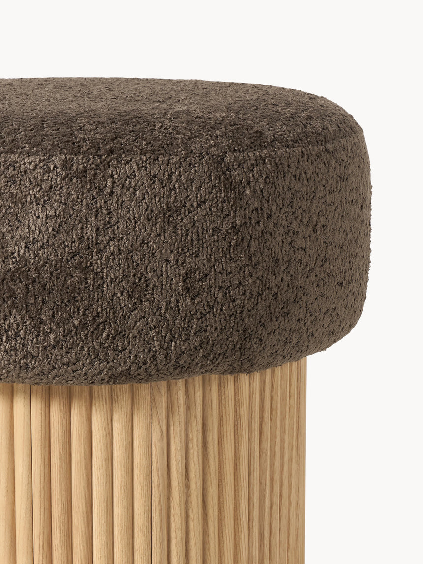 Mantar Silindir Sandık Puf Koyu Kahve Teddy Açık Dışbudak