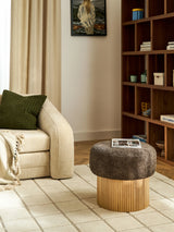 Mantar Silindir Sandık Puf Koyu Kahve Teddy Açık Dışbudak