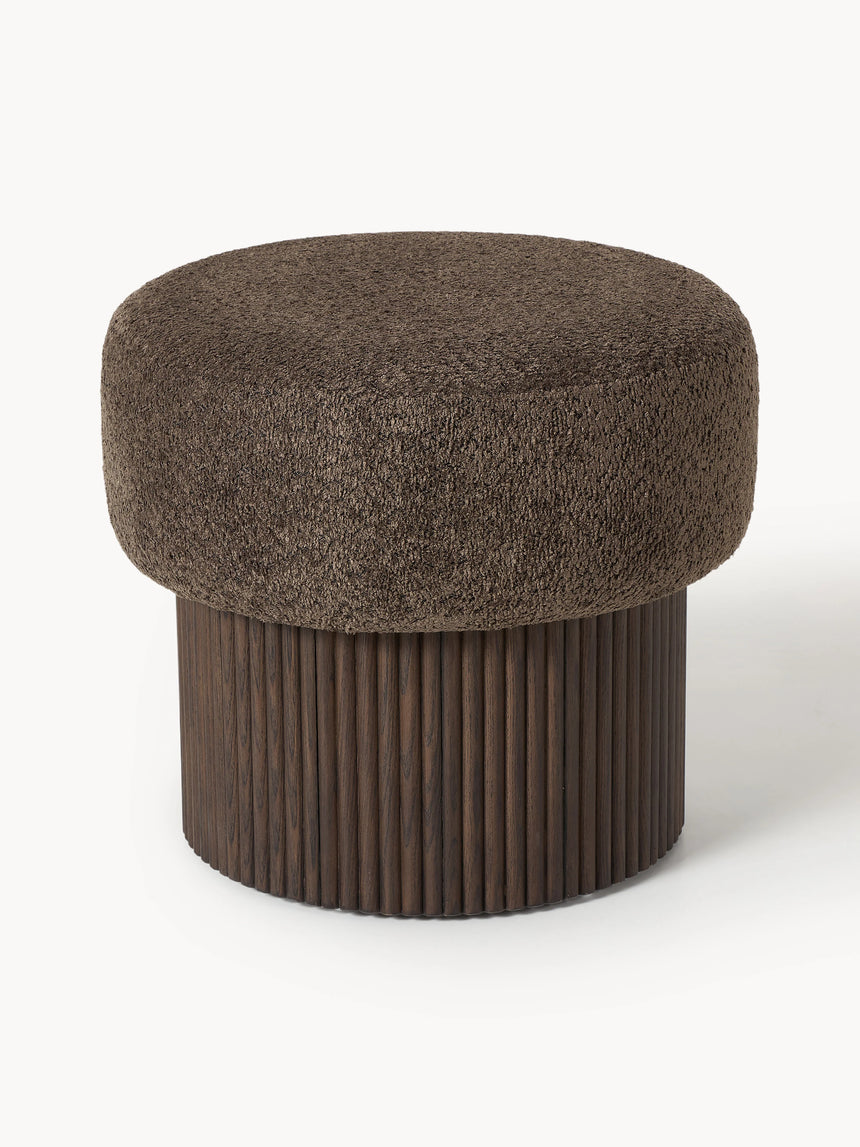 Mantar Silindir Sandık Puf Koyu Kahve Teddy Koyu Dışbudak