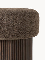 Mantar Silindir Sandık Puf Koyu Kahve Teddy Koyu Dışbudak