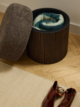 Mantar Silindir Sandık Puf Koyu Kahve Teddy Koyu Dışbudak