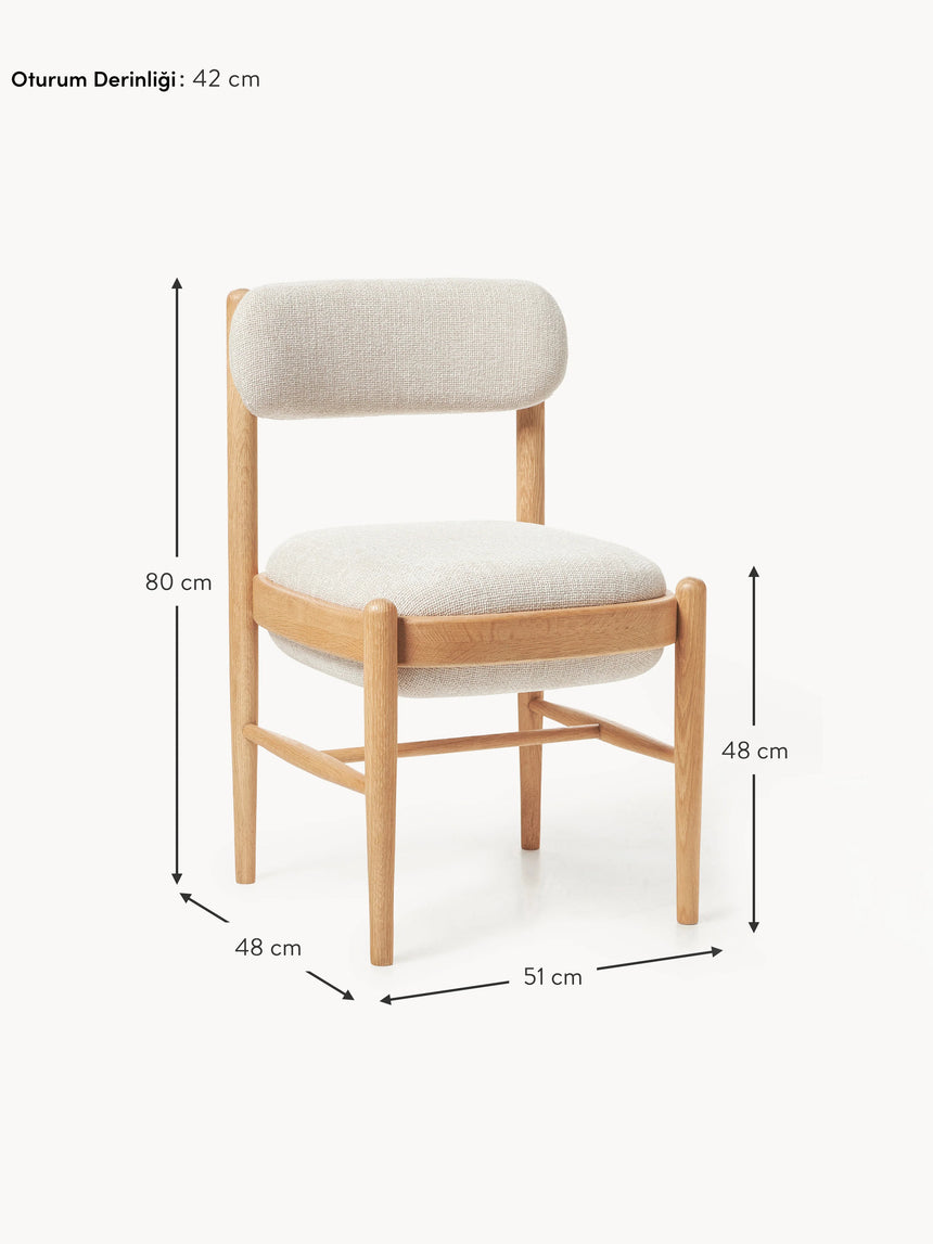 Mara Ahşap Sandalye Kırık Beyaz Meşe