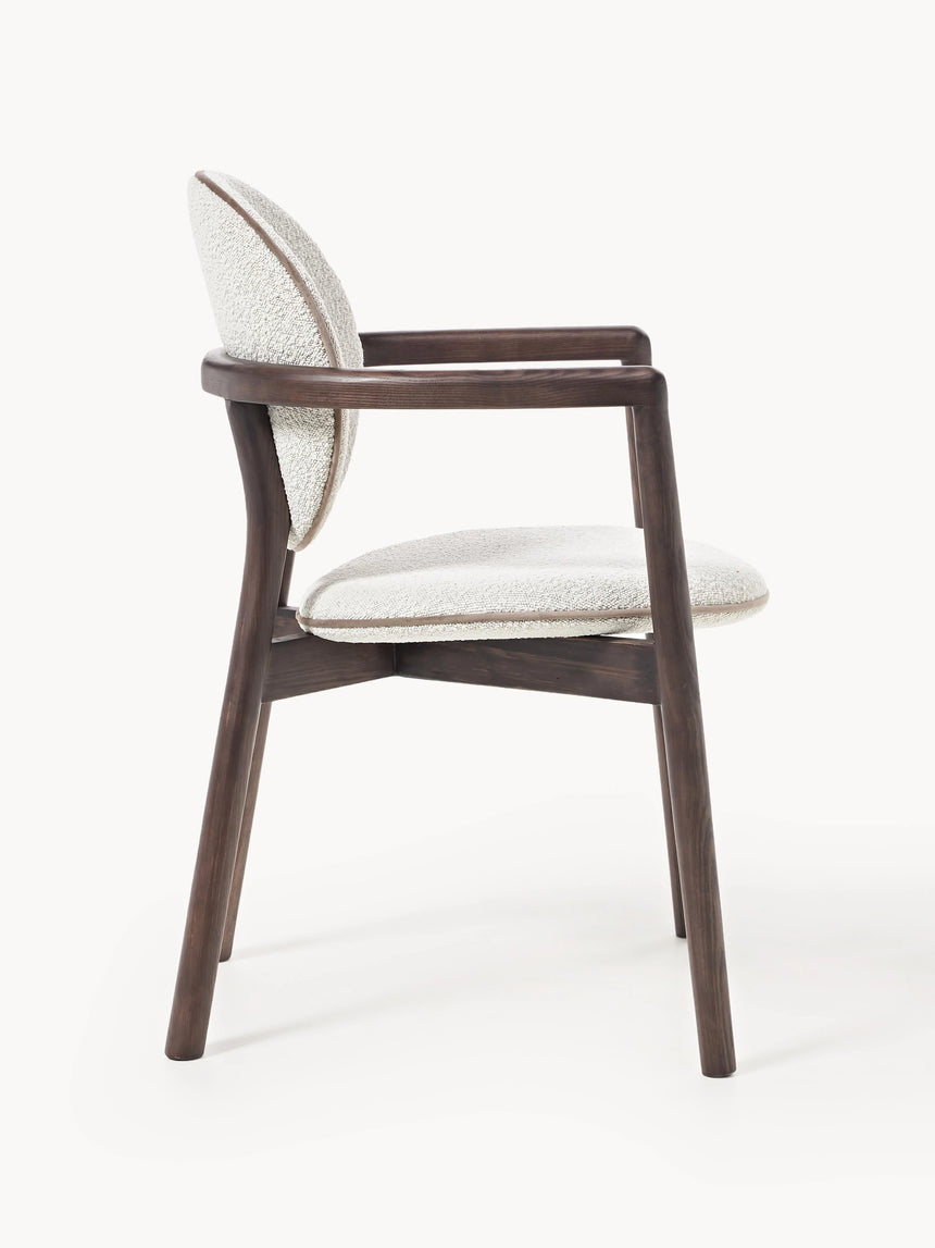 Maya Ahşap Sandalye Kırık Beyaz Bukle Ceviz