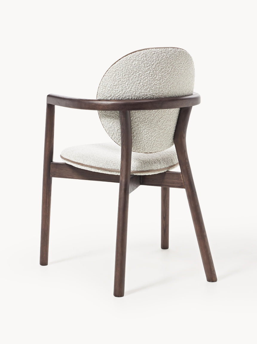 Maya Ahşap Sandalye Kırık Beyaz Bukle Ceviz