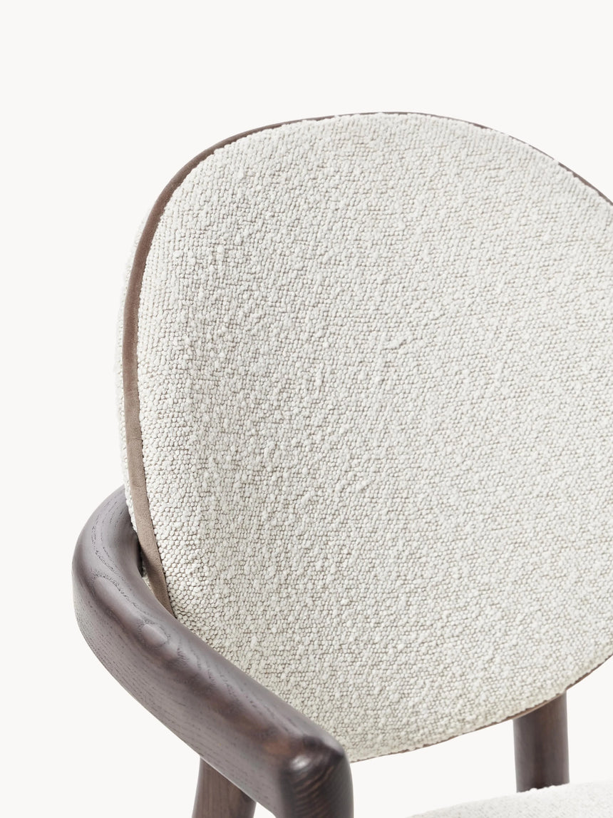 Maya Ahşap Sandalye Kırık Beyaz Bukle Ceviz