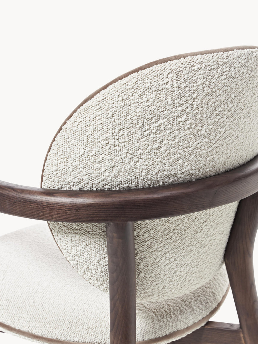 Maya Ahşap Sandalye Kırık Beyaz Bukle Ceviz