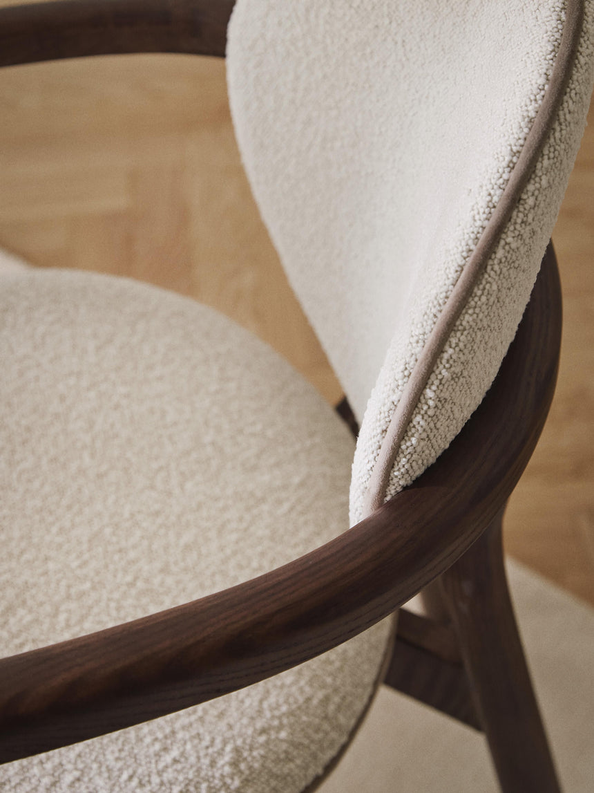 Maya Ahşap Sandalye Kırık Beyaz Bukle Ceviz