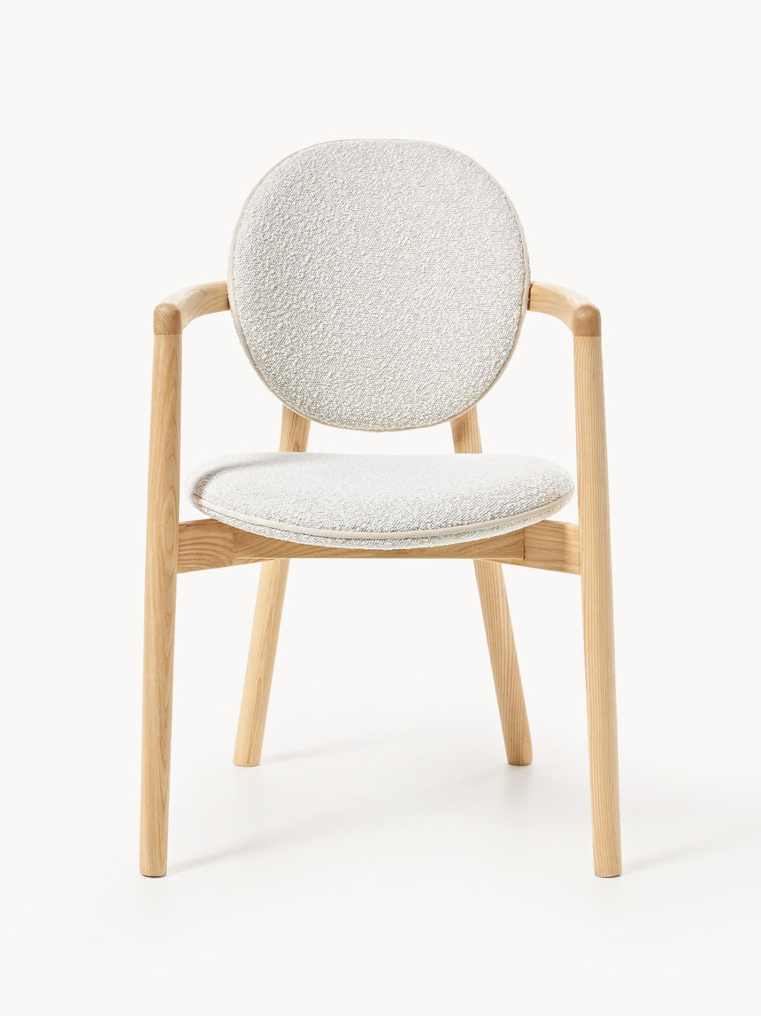 Maya Ahşap Sandalye Kırık Beyaz Bukle Meşe