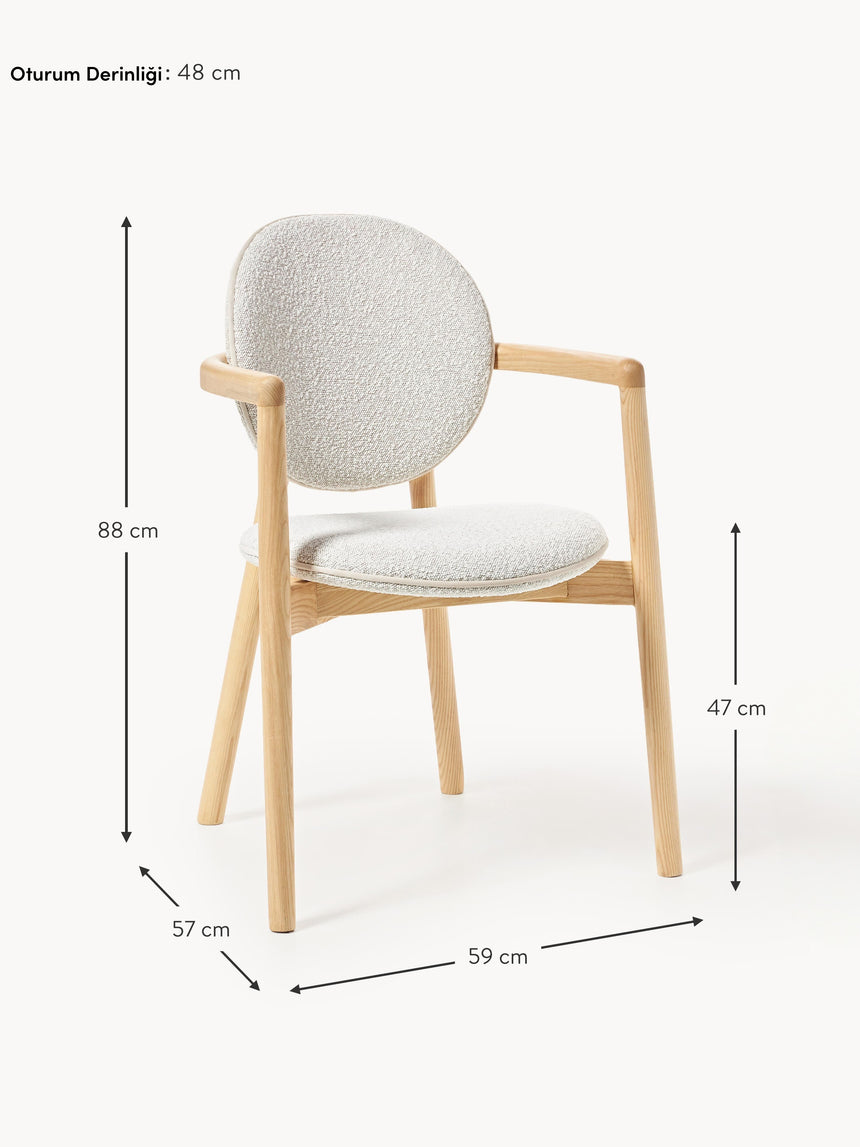 Maya Ahşap Sandalye Kırık Beyaz Bukle Meşe