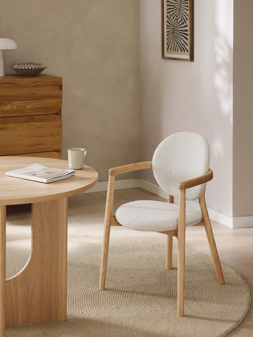 Maya Ahşap Sandalye Kırık Beyaz Bukle Meşe