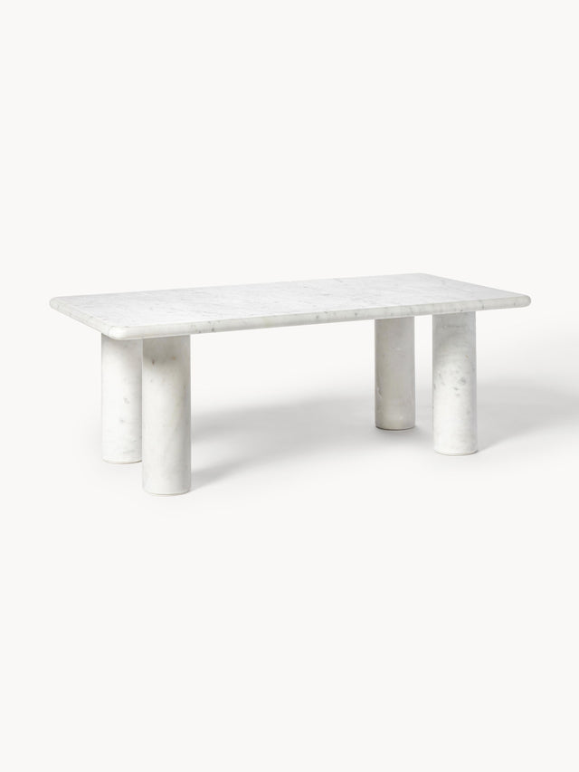 Milas Mermer Dikdörtgen Orta Sehpa Beyaz