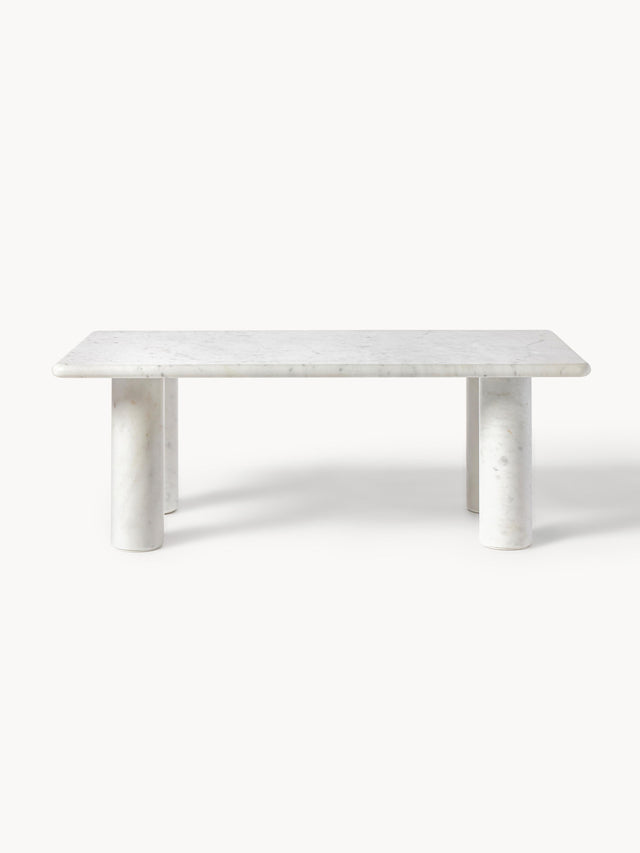 Milas Mermer Dikdörtgen Orta Sehpa Beyaz