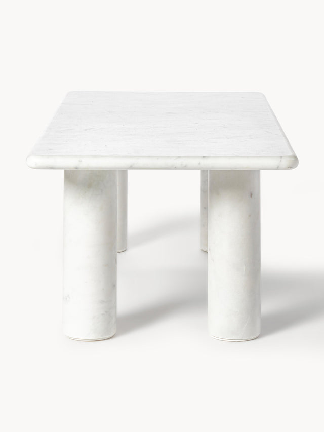 Milas Mermer Dikdörtgen Orta Sehpa Beyaz