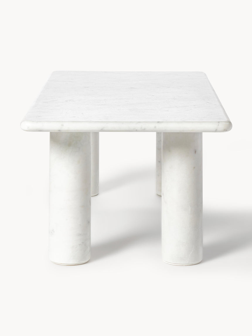 Milas Mermer Dikdörtgen Orta Sehpa Beyaz