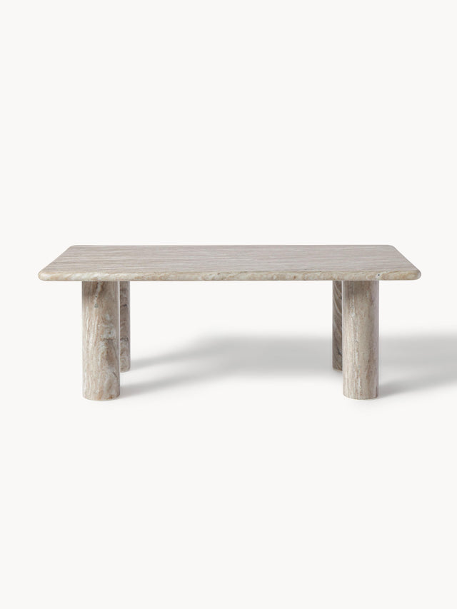 Milas Mermer Dikdörtgen Orta Sehpa Gri