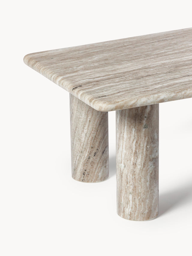 Milas Mermer Dikdörtgen Orta Sehpa Gri