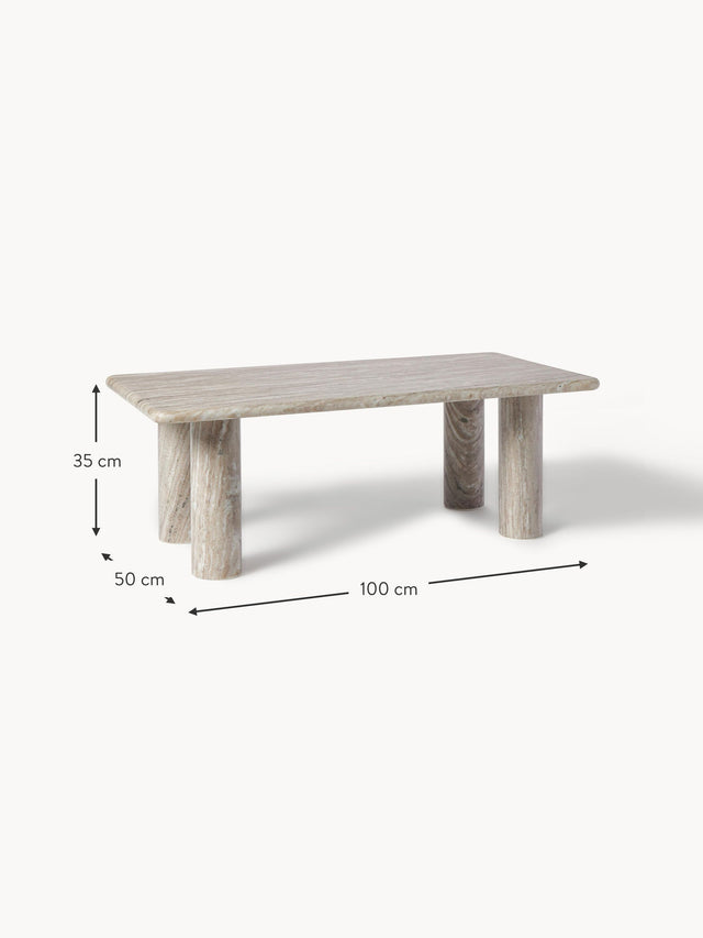 Milas Mermer Dikdörtgen Orta Sehpa Gri