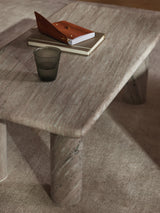 Milas Mermer Dikdörtgen Orta Sehpa Gri