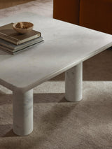 Milas Mermer Kare Orta Sehpa Beyaz