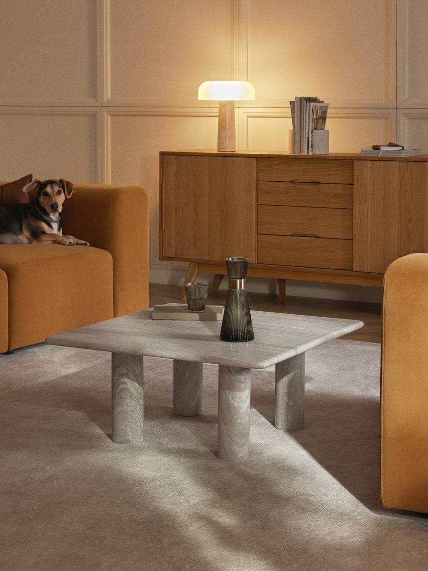 Milas Mermer Kare Orta Sehpa Gri